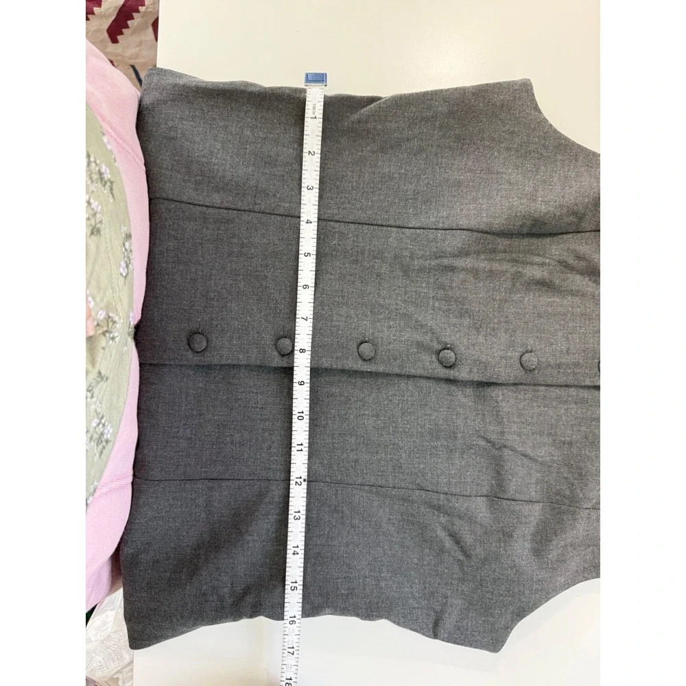 WAYF Charcoal Grey Button‎ Front Sleeveless Mini Dress Med Pockets NWOT Career
